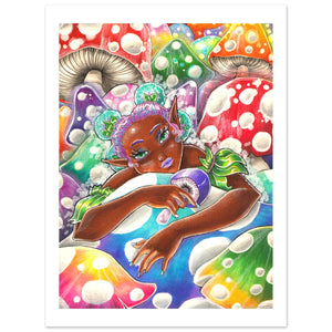 Fine Art Poster - Mushroom Pixie by Olivia Dinnal - ZZZ's Collective