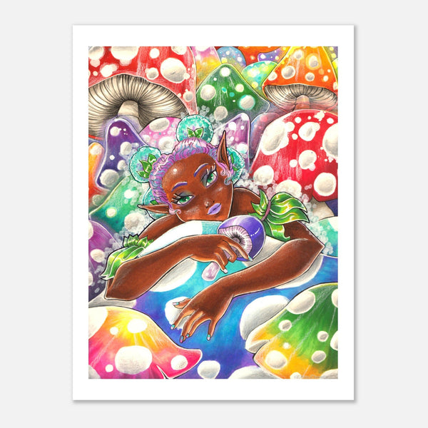 Fine Art Poster - Mushroom Pixie by Olivia Dinnal - ZZZ's Collective