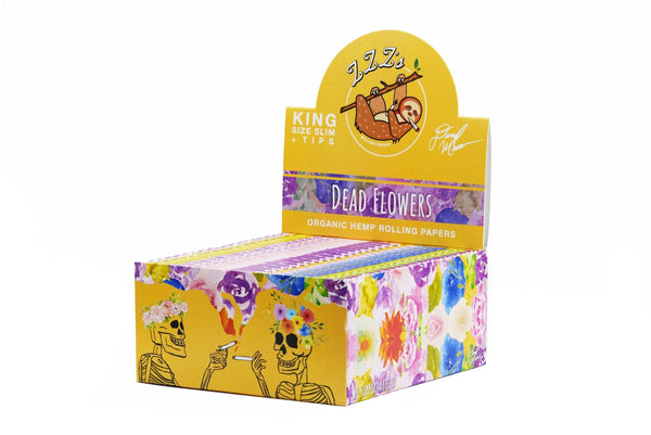 King Size Slim Rolling Papers + Tips - "Dead Flowers" - ZZZ's Collective