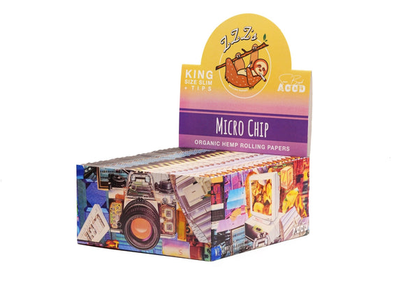 King Size Slim Rolling Papers + Tips - "Microchip" - ZZZ's Collective