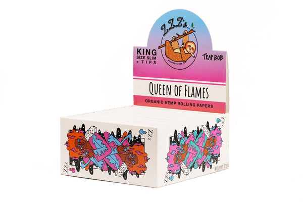 King Size Slim Rolling Papers + Tips - "Queen of Flames" - ZZZ's Collective
