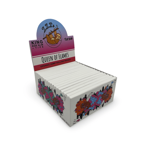 King Size Slim Rolling Papers + Tips - "Queen of Flames" - ZZZ's Collective