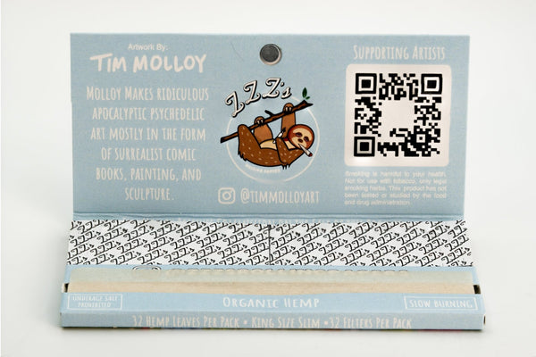 King Size Slim Rolling Papers + Tips - "Stoner Sloth" - ZZZ's Collective