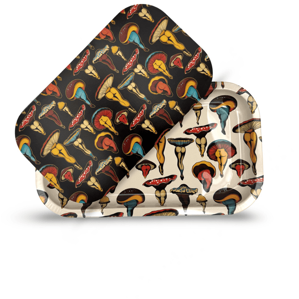 Rolling Tray with Magnetic Cover - Shroom Booties by Cecilia Granata - ZZZ's Collective